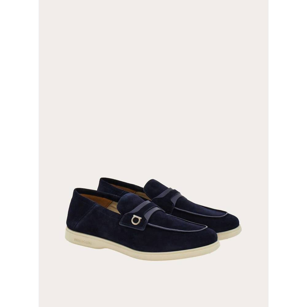 NEW SALVATORE FERRAGAMO men's deconstructed loafer with gancini ornament in midn - Picture 1 of 6